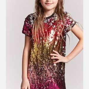 Forever 21 Sequin Ombre Short Sleeve Dress - Multicolor